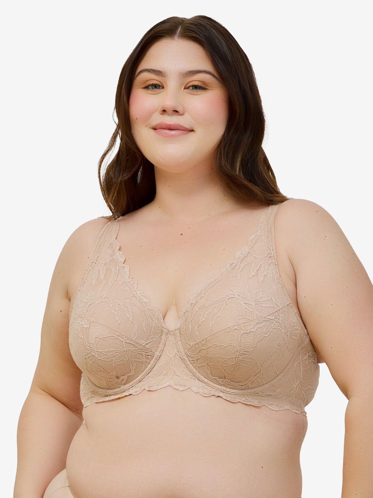 The Willow - Lace Plunge Underwire Bra, SAND, hi-res image number 0