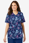 V-Neck Scrub Top, EVENING BLUE FLORAL, hi-res image number null