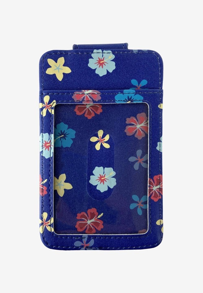 Disney Stitch Card Holder Wallet Hawaiian Flowers Button Snap Closure, , alternate image number null