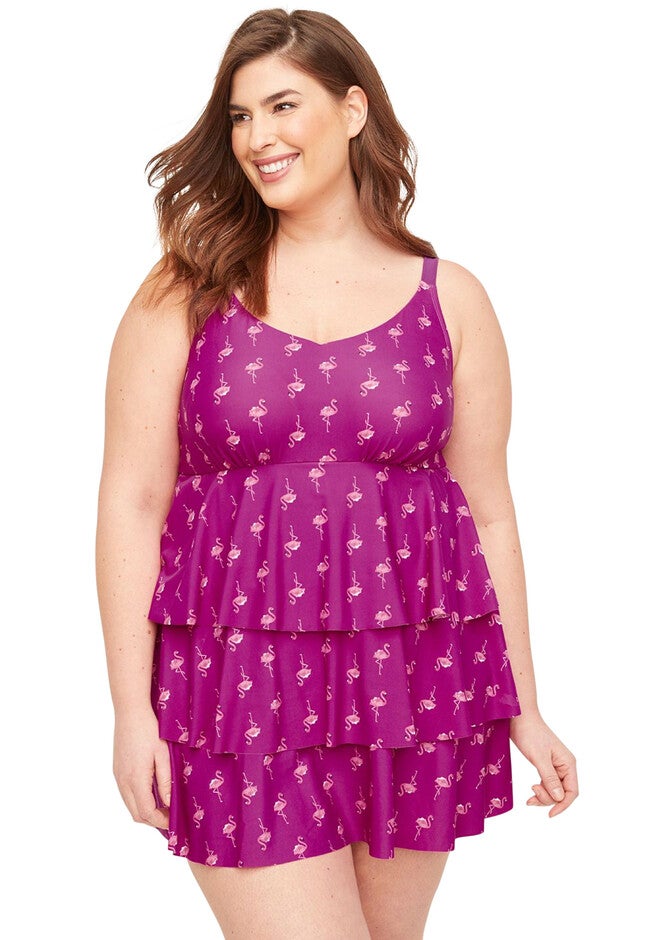 Flamingo Flair Swimdress, ALLOVER FLAMINGOS, hi-res image number null