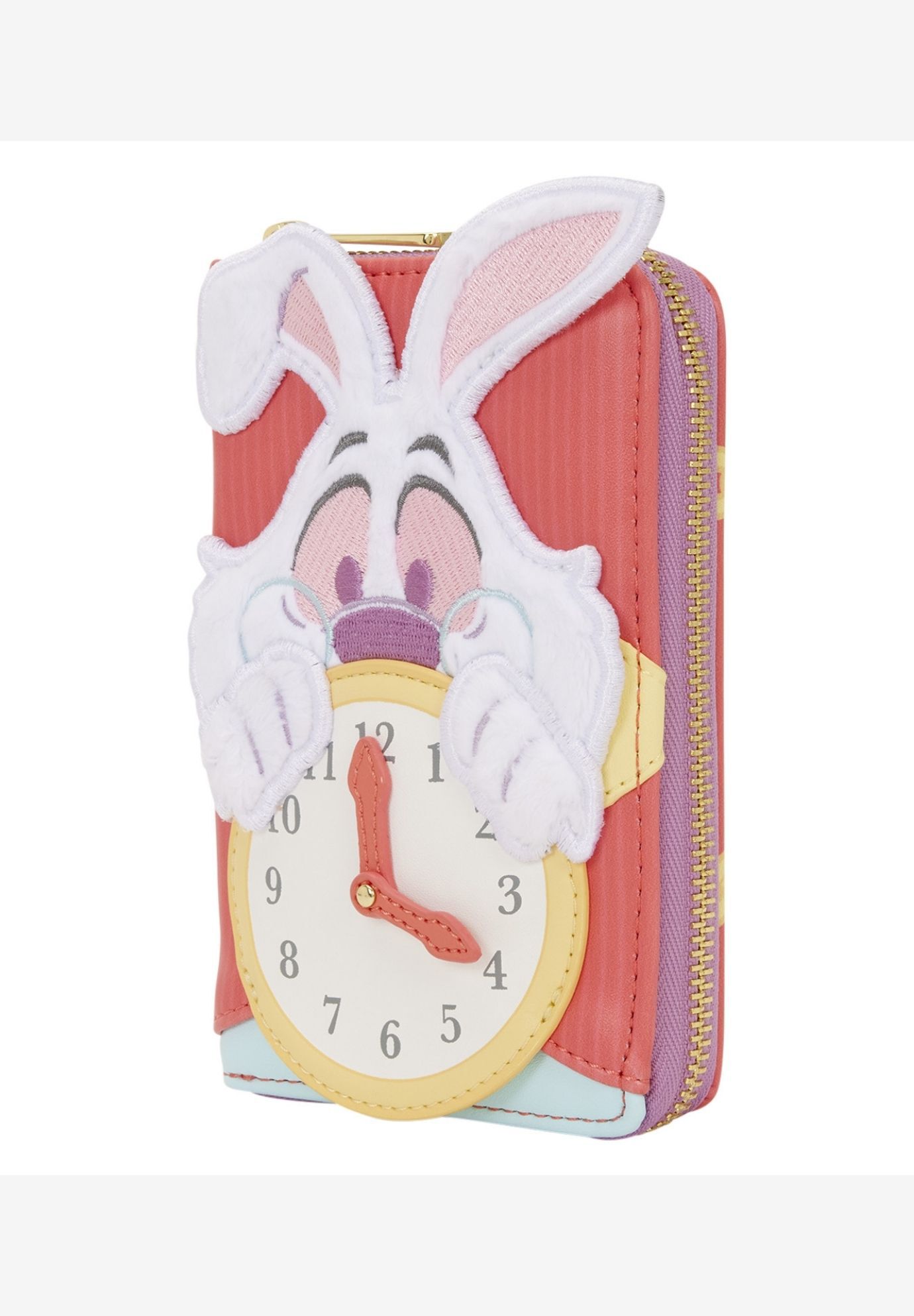 Loungefly Disney Alice in Wonderland Zip Around Wallet White Rabbit, RED, hi-res image number 0