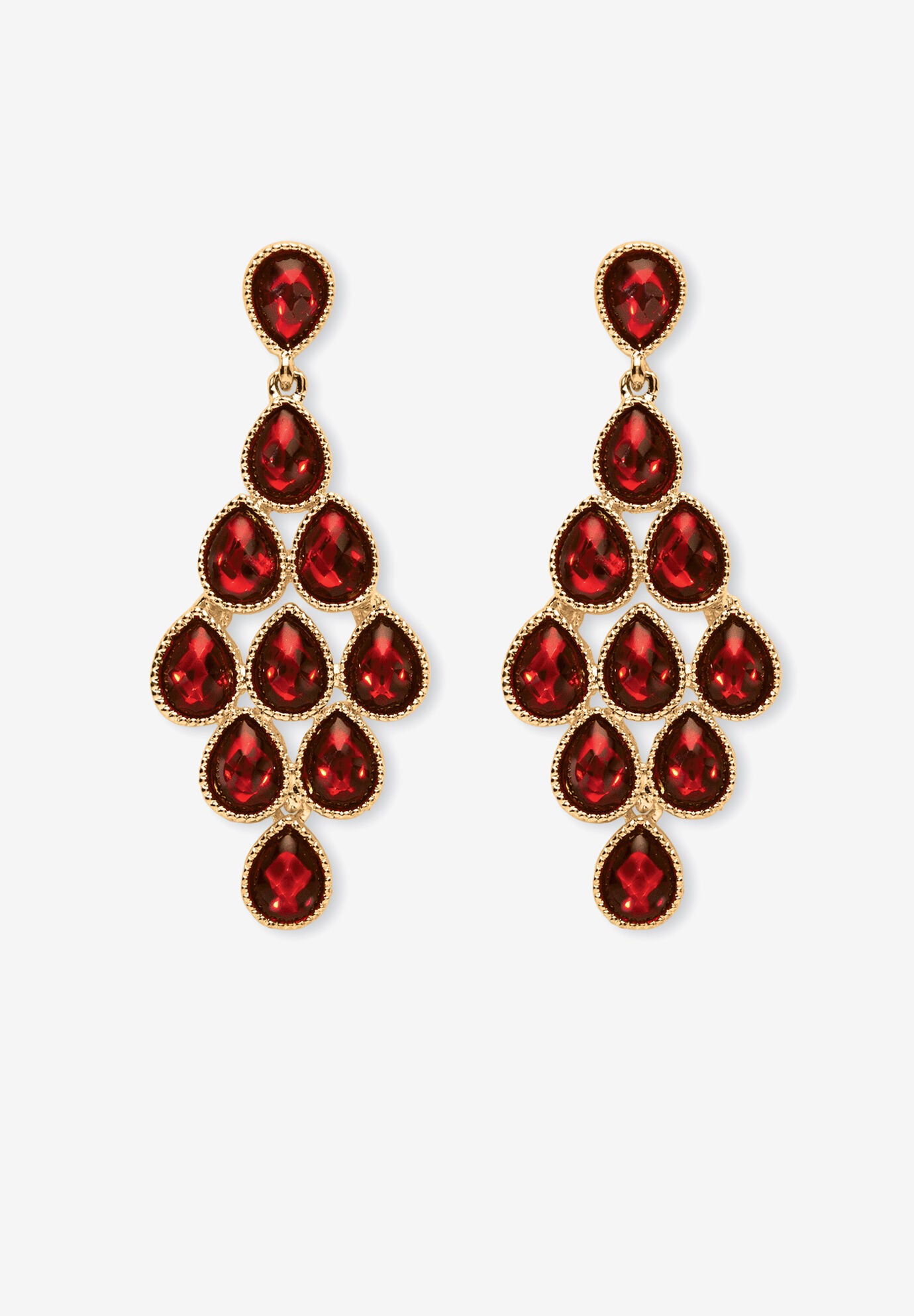 Gold Tone Pear Cut Simulated Birthstone Earrings, JANUARY, hi-res image number 0
