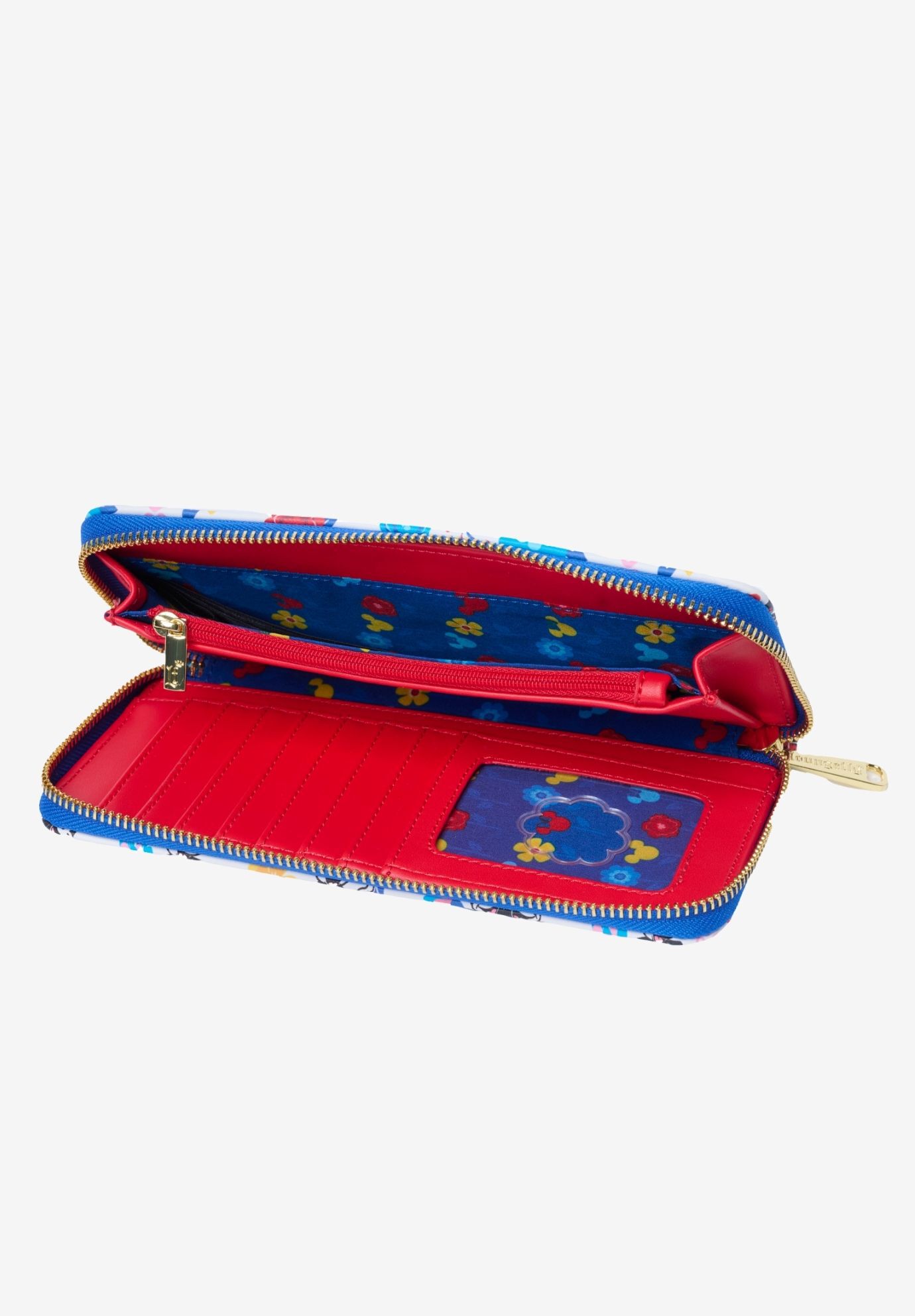Loungefly Disney Mickey and Minnie Mouse Zip Around Wallet Floral Springtime , BLUE, alternate image number 3