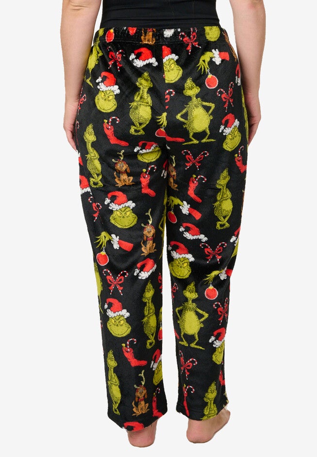 Grinch Christmas Plush Pajama Pants, , on-hover image number 1