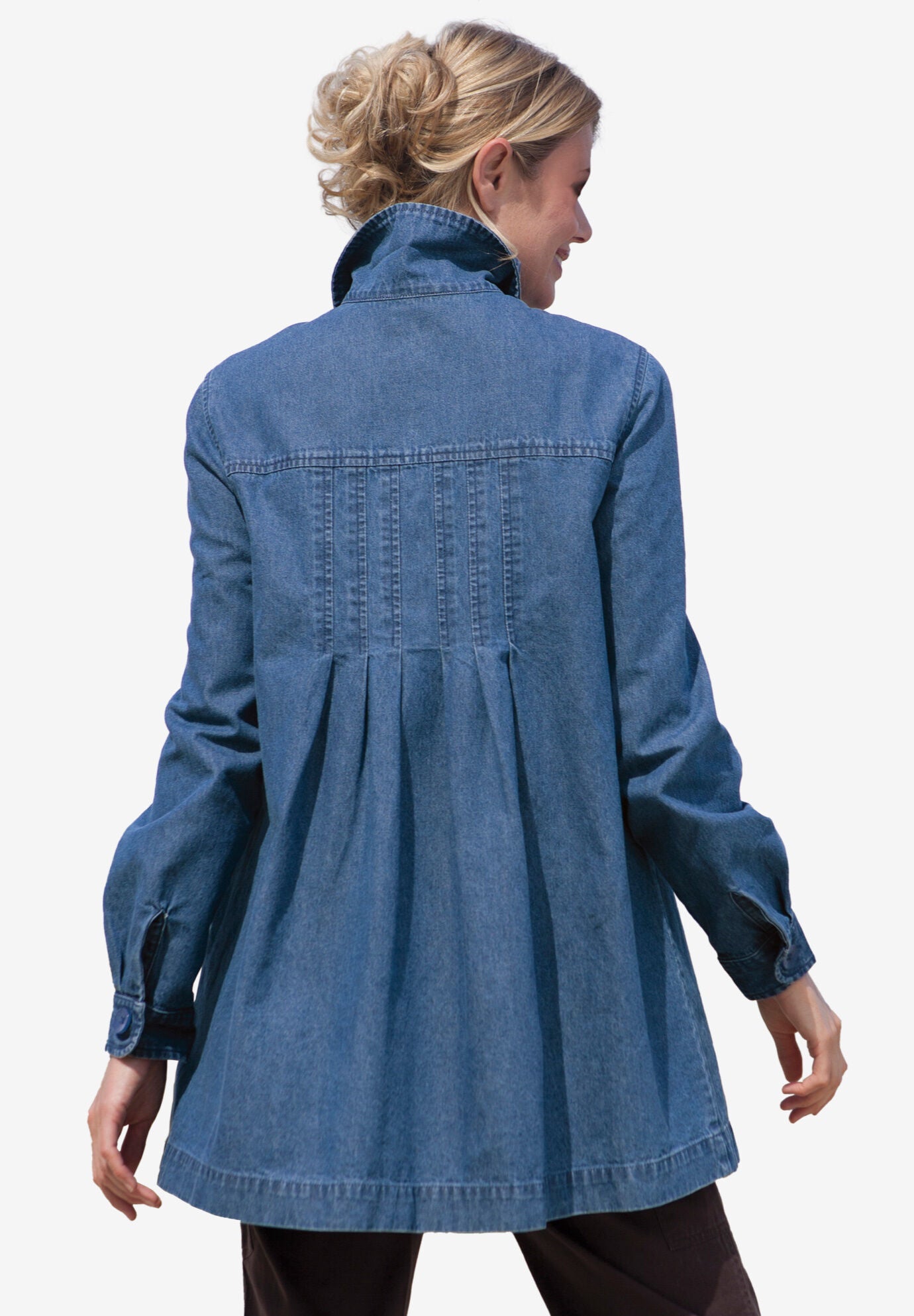 pleated back denim jacket