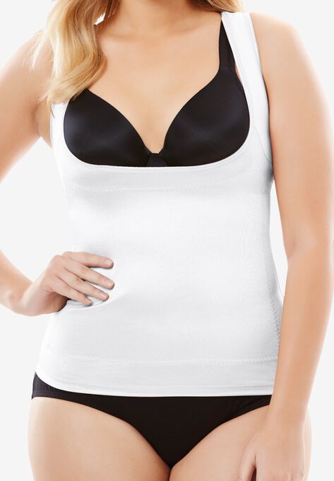 Wear-Your-Own-Bra Shaper Tank, WHITE, hi-res image number null
