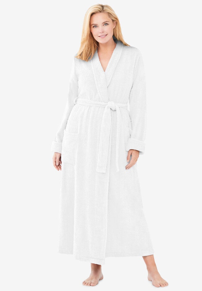 Soft Terry Robe with Pockets - Long Style, White | Ellos