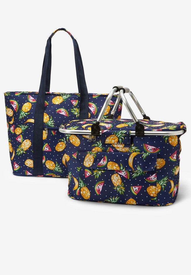 2-Piece Picnic Basket set, MULTI FRUIT DOT, hi-res image number null