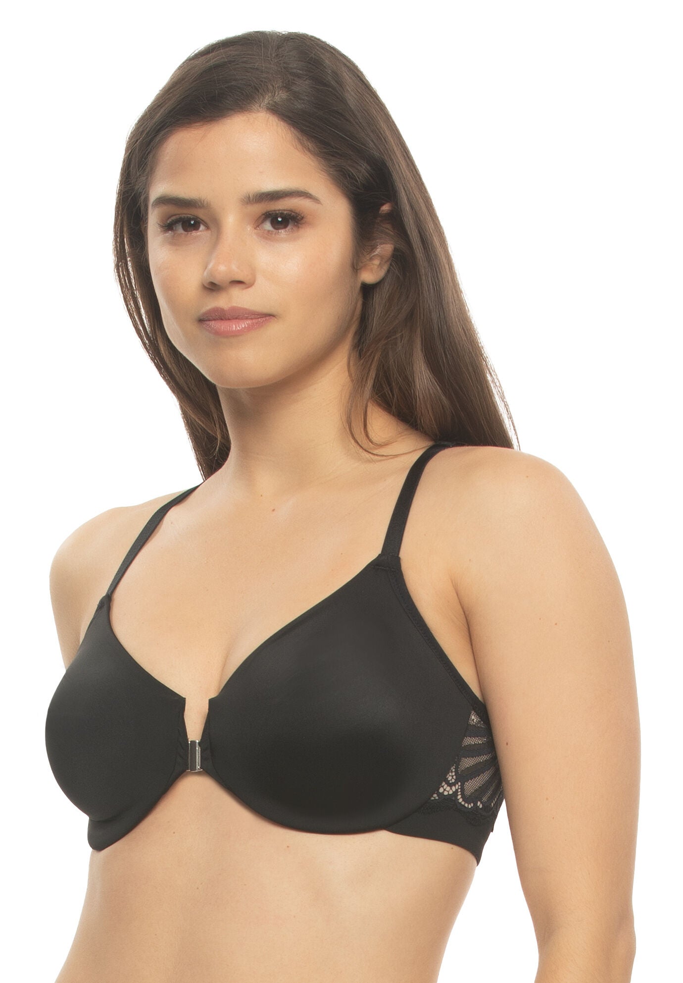 Tempting Unlined Front Close Minimizer Bra, BLACK BLK, alternate image number 2