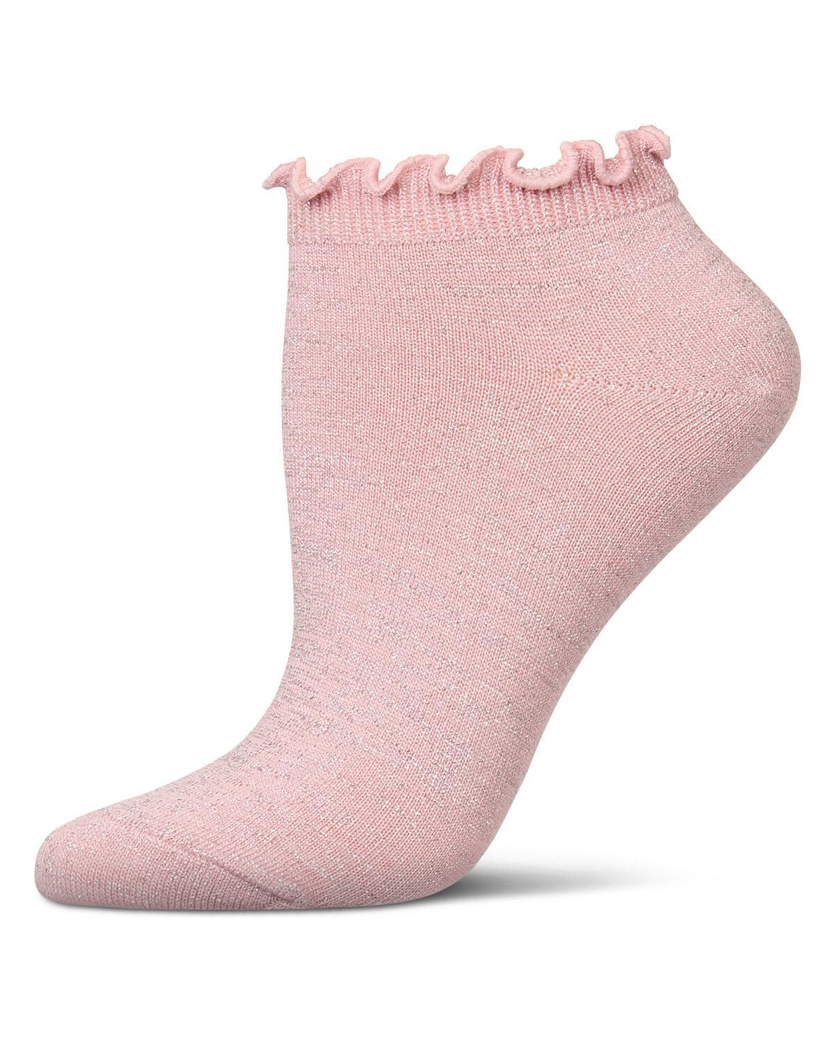 Women's Lurex Bamboo Shortie Socks, PINK, hi-res image number 0