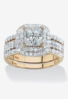 Cubic Zirconia Princess-Cut Bridal Ring Set in Gold over Silver, GOLD, hi-res image number null
