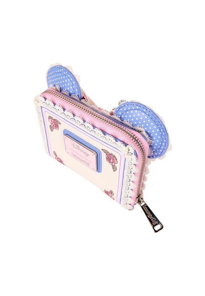 Loungefly x Disney Minnie Mouse Floral and Lace Zip Around Wallet, BLUE, alternate image number null