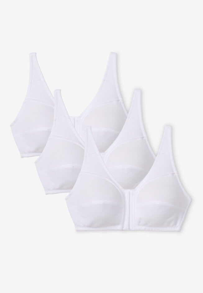 FrontClose Wireless Bra 3 Pack Cotton, Basic Assorted Ellos