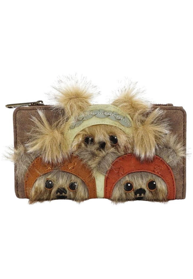 Loungefly x Star Wars Ewok Trio Classic Snap Wallet, BROWN, hi-res image number null