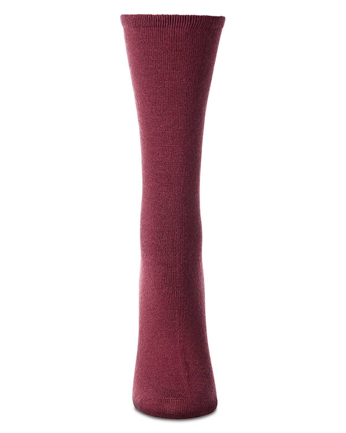 Women&#39;s Solid Soft Flat Knit Cashmere Blend Crew Sock, BERRY, alternate image number 1