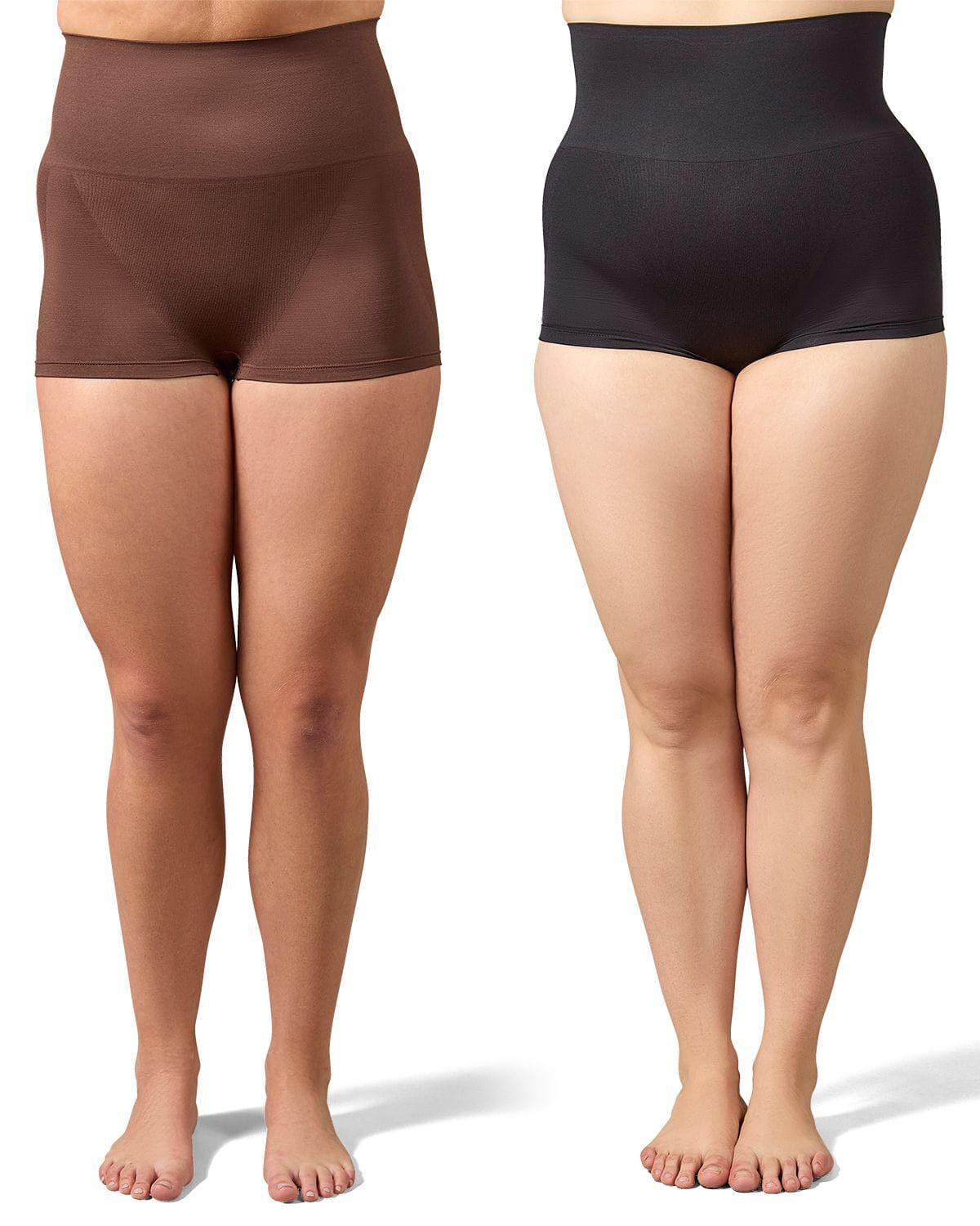 2 Pair Women's High-Waist Boy Short Shaping Briefs, MOCHA BLACK, alternate image number 1