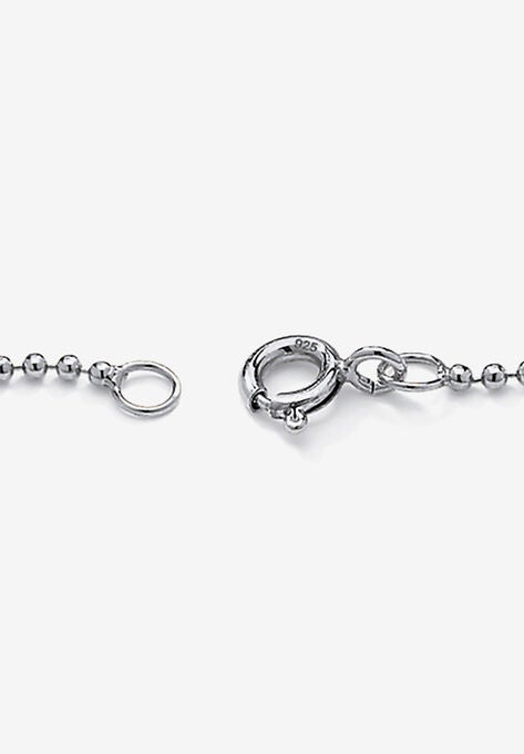 Platinum Plated Silver Ankle Bracelet (2Mm), Round Simulated Birthstone 11 Inches, , on-hover image number null