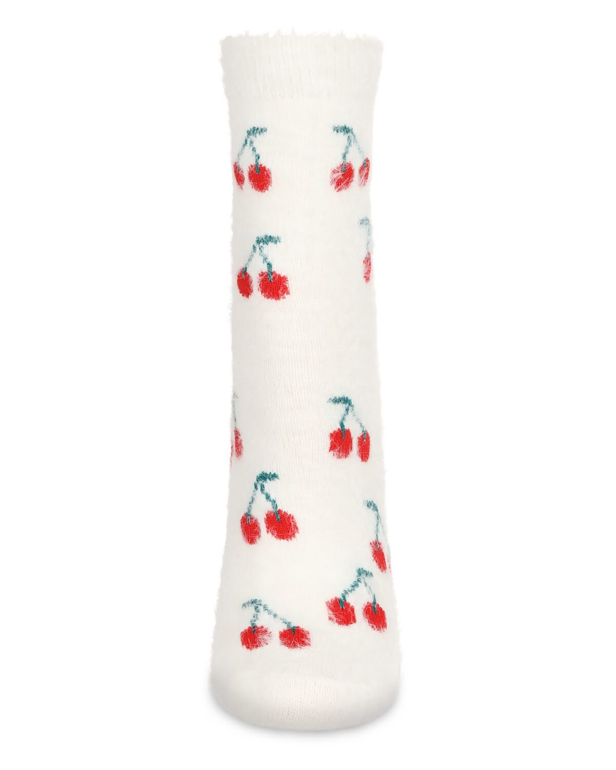 Women&#39;s Cherries Cozy Crew Socks, IVORY, alternate image number 1