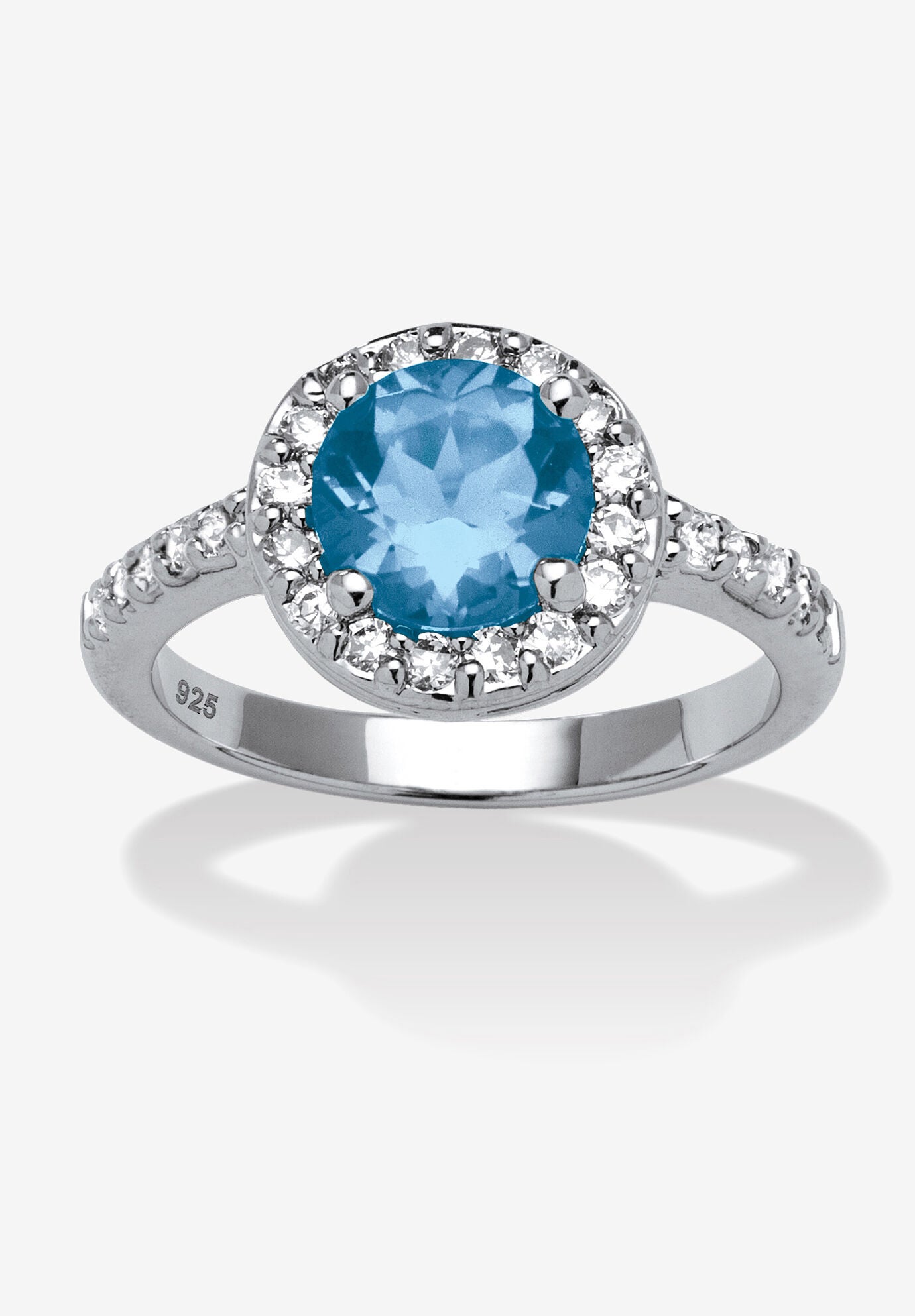 Sterling Silver Simulated Birthstone and Cubic Zirconia Ring, MARCH, hi-res image number 0