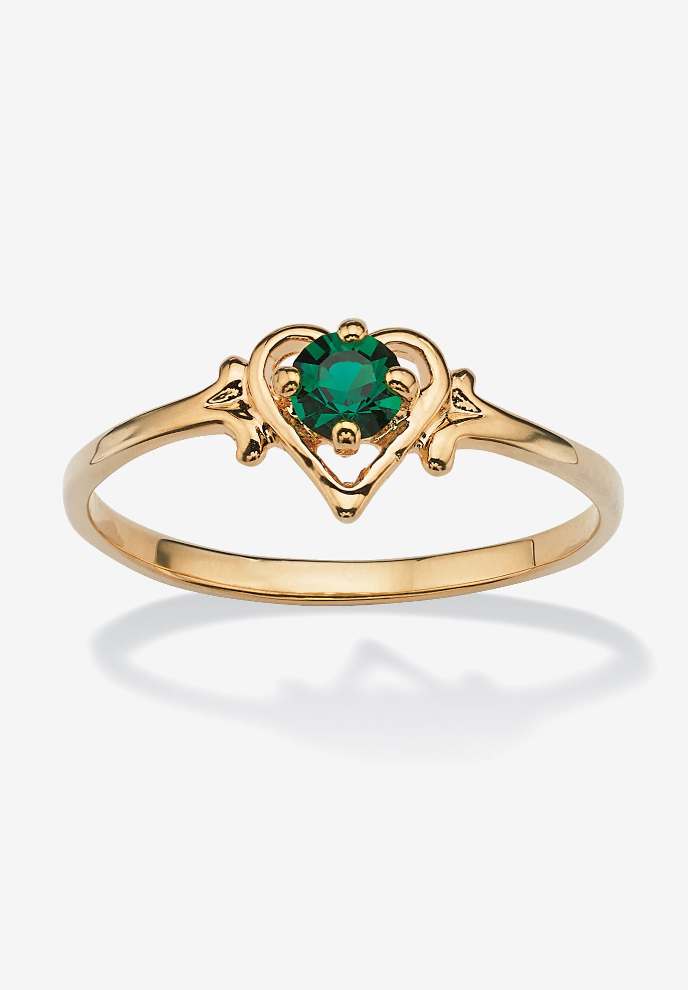 Yellow Gold-Plated Simulated Birthstone Ring, MAY, hi-res image number 0