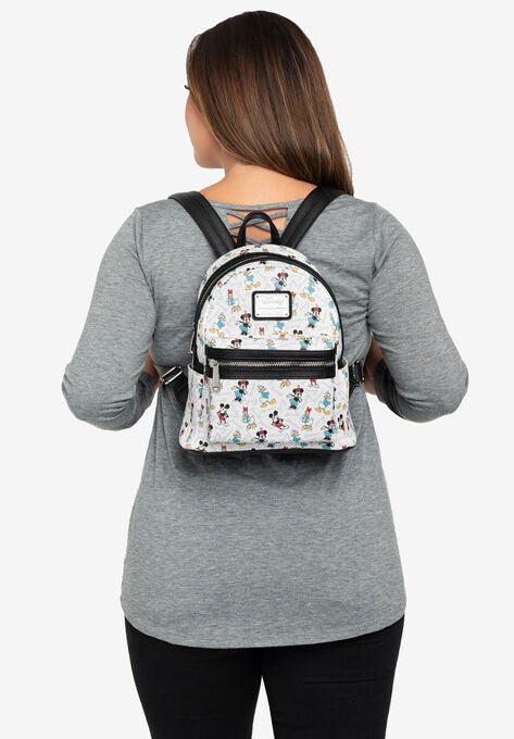 Loungefly x Disney Mickey Minnie Donald Daisy Mini Backpack Handbag White, , alternate image number null
