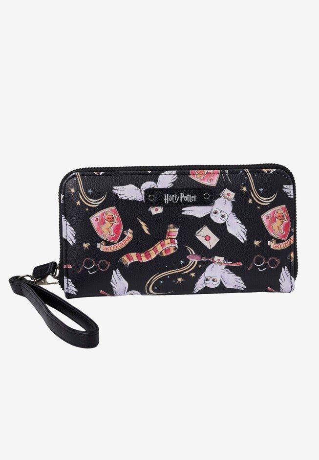 Harry Potter Wallet All-Over Print Zip Around Wristlet Strap, BLACK, hi-res image number null