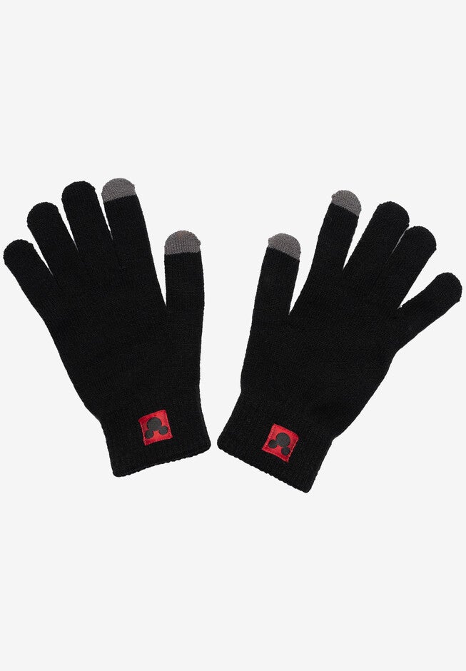 Adult Unisex Disney Mickey Mouse Knit Beanie Hat & Texting Gloves Black 2-PC Set, , alternate image number null