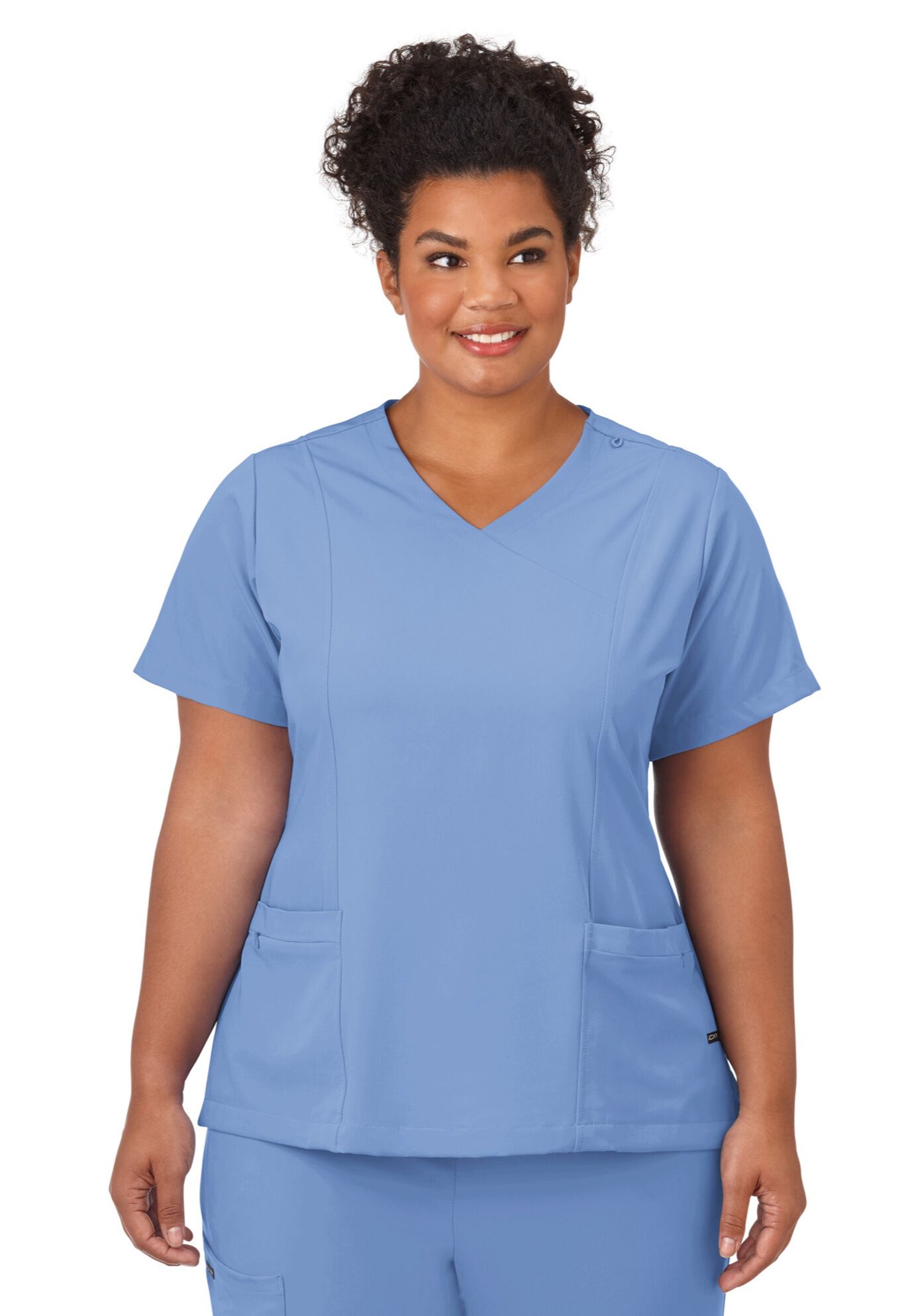 Jockey Scrubs Women&#39;s Mock Wrap Top, BLUE, hi-res image number 0