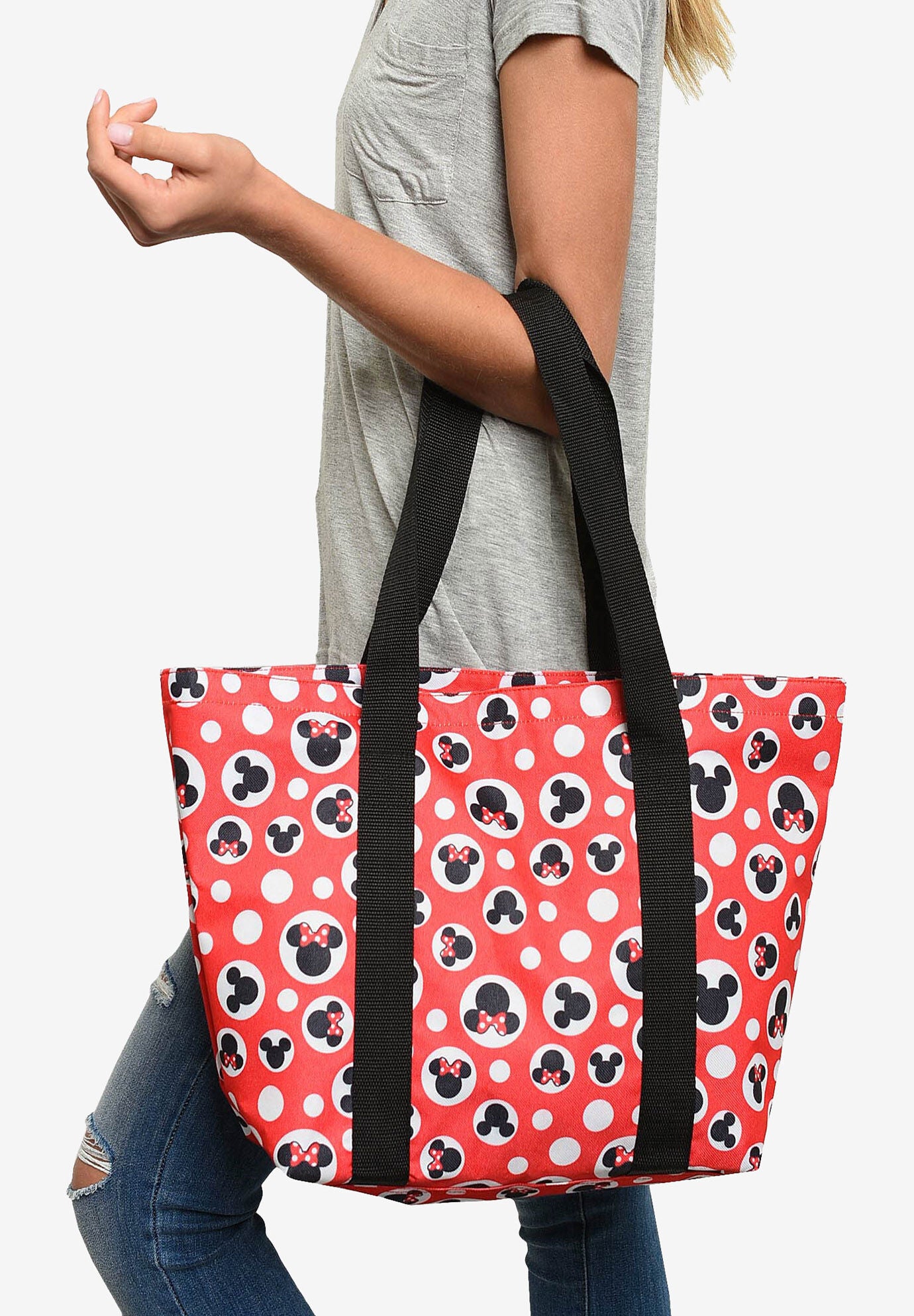 Disney Mickey & Minnie Mouse Women&#39;s Zip Tote Bag, , on-hover image number 1