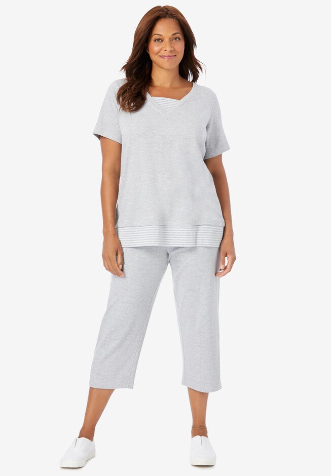 Striped Inset & Capri Set, , alternate image number null