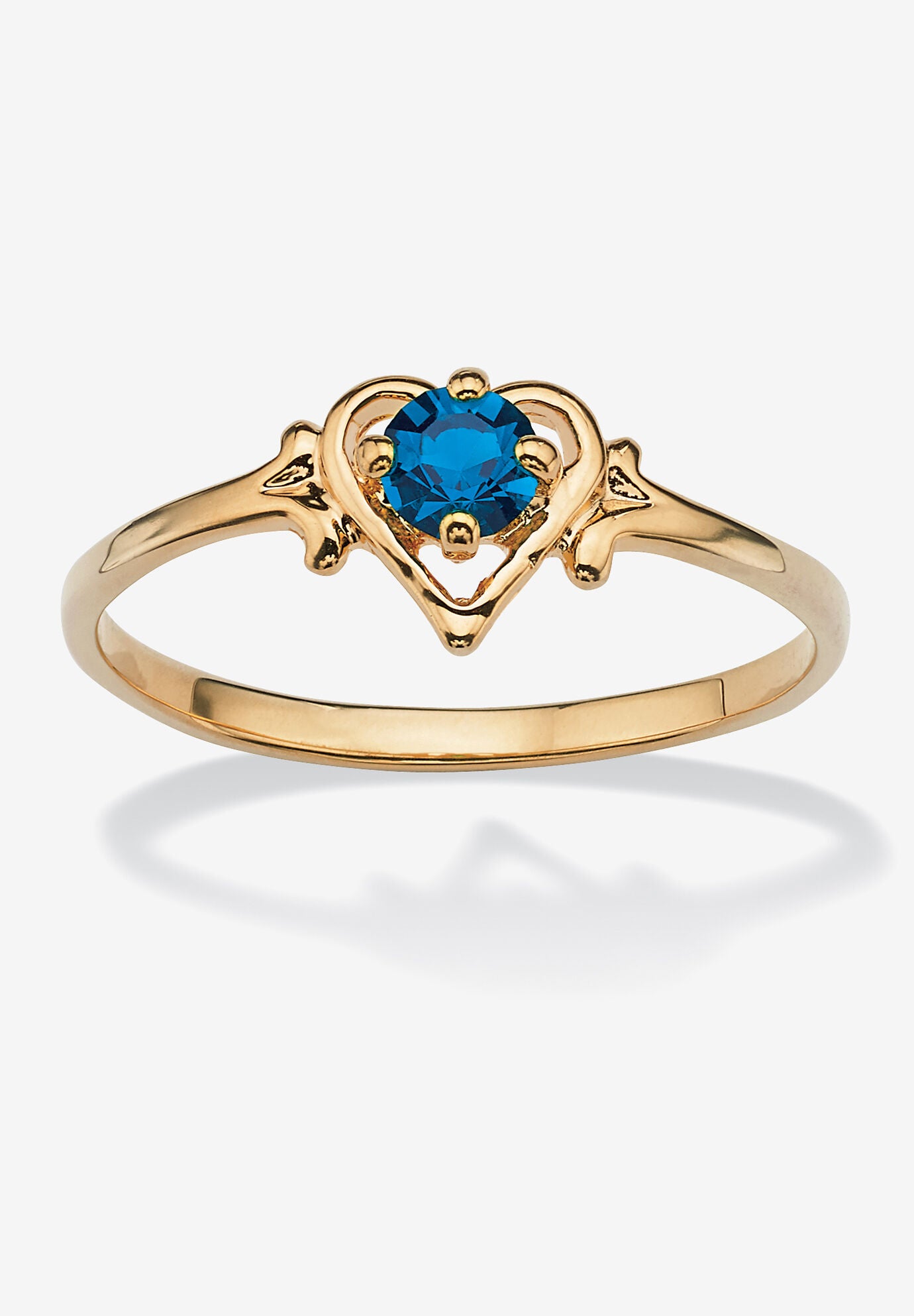 Yellow Gold-Plated Simulated Birthstone Ring, SEPTEMBER, hi-res image number 0