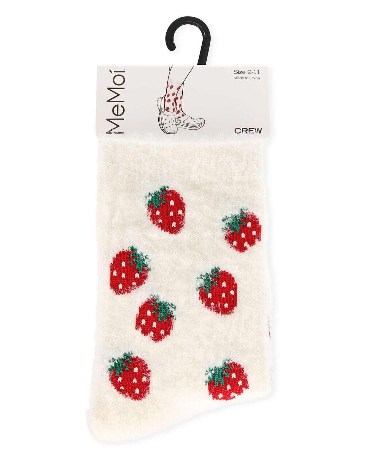 Women's Strawberries Cozy Crew Socks, WHITE, alternate image number 3
