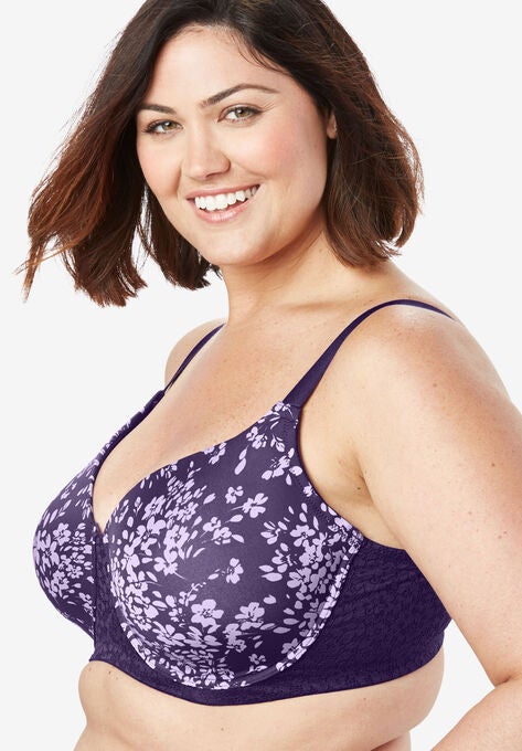Full Coverage Lace-Trim Underwire T-Shirt Bra , , alternate image number null