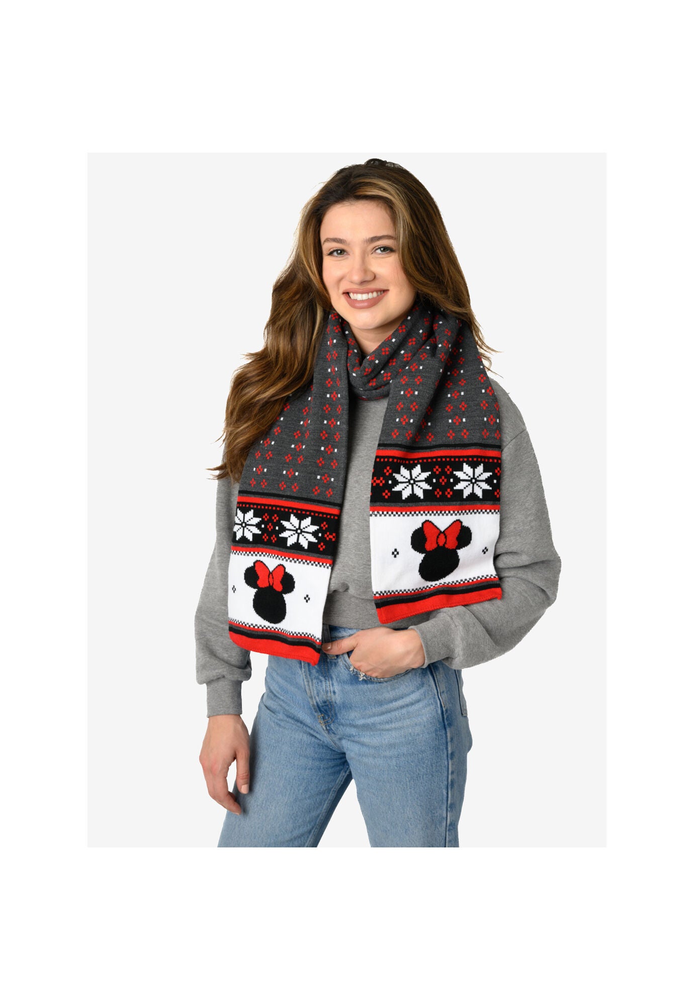 Minnie Mouse 70 inches Knit Scarf Disney Women&#39;S Red Winter Set, , alternate image number 2