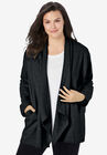 Drape Front Robe, BLACK, hi-res image number null