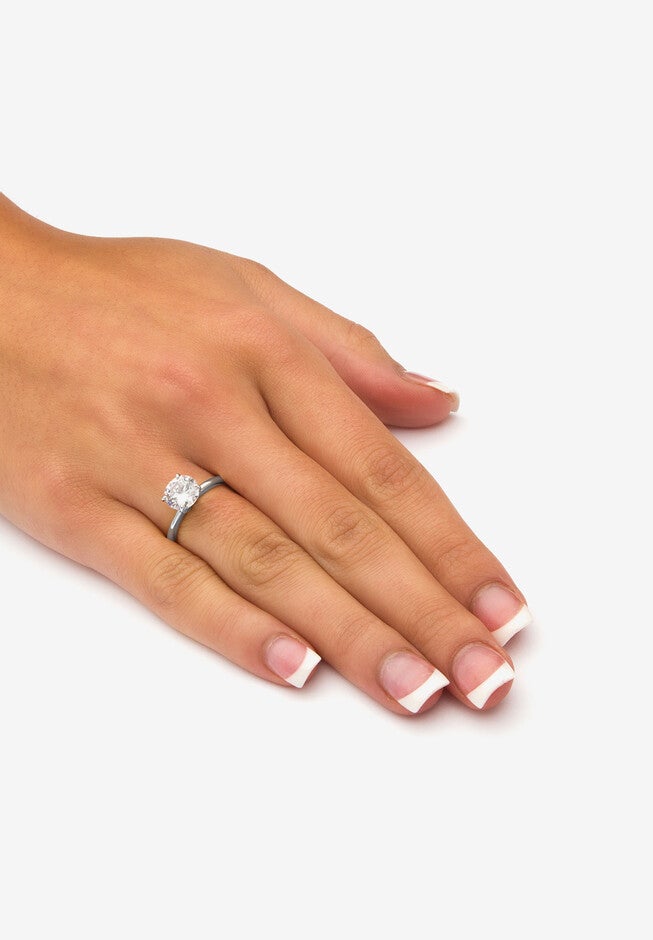 Silvertone Cubic Zirconia Solitaire Engagement Ring (1.88 cttw.), , alternate image number null
