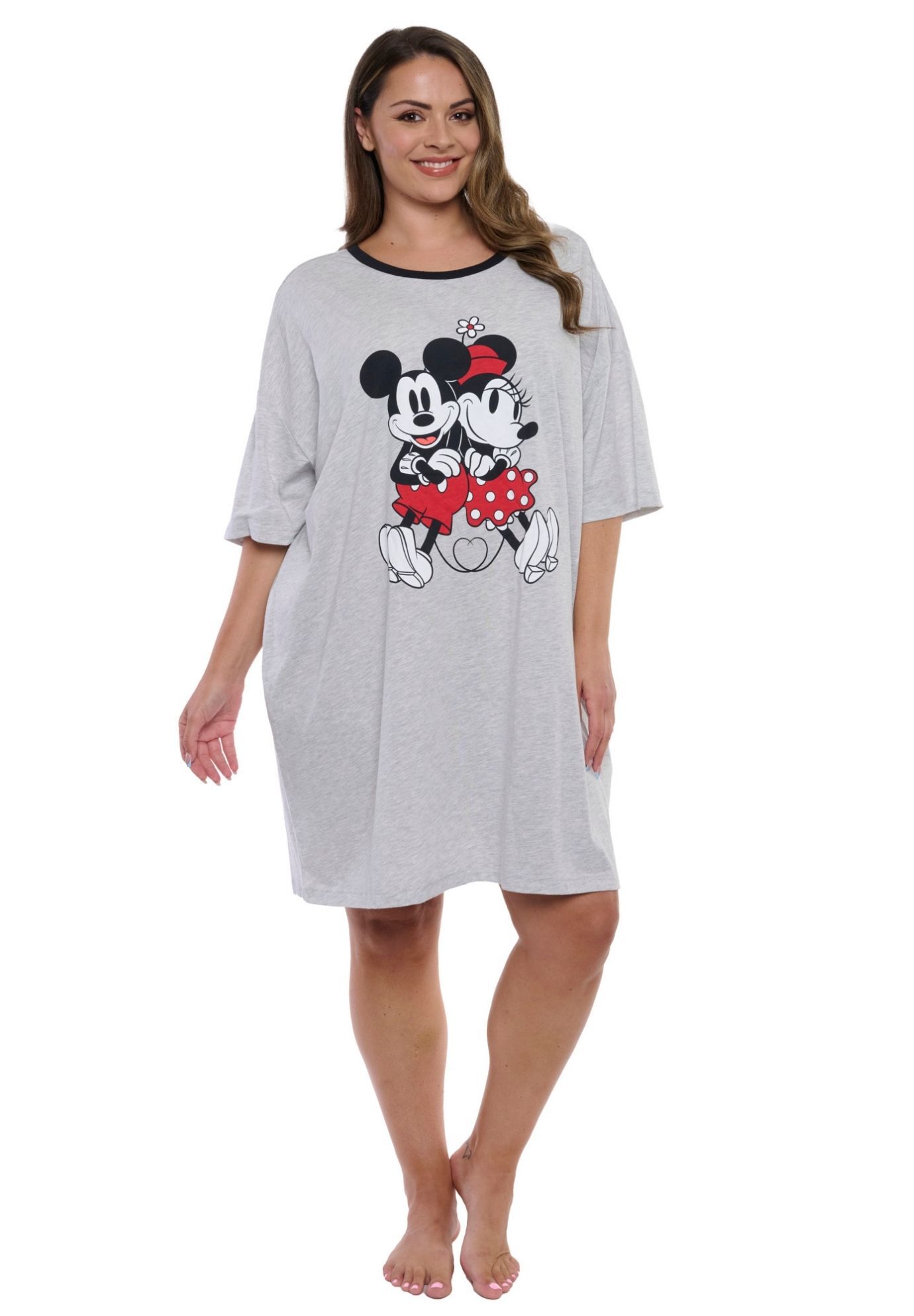 Disney Mickey & Minnie Mouse Sleep Shirt Nightgown Pajamas Gray, GRAY, hi-res image number 0