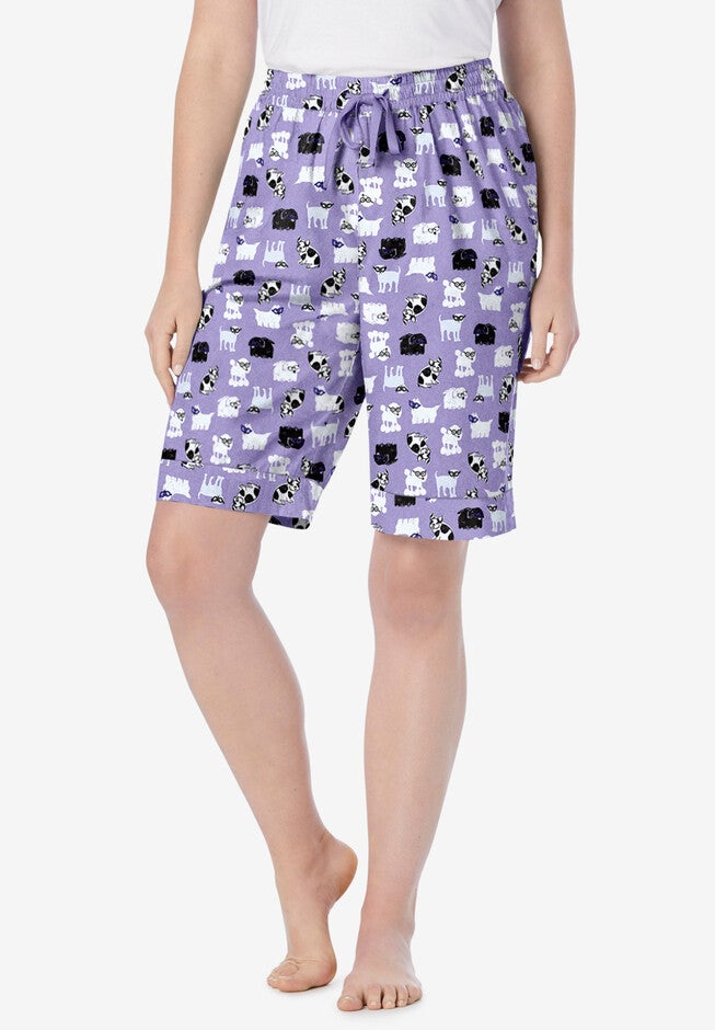 Cotton Poplin Pajama Shorts, SOFT IRIS DOGS, hi-res image number 0