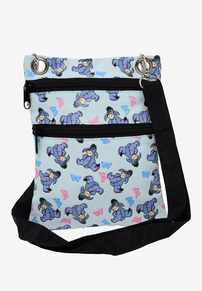 Eeyore Butterflies Passport Bag Travel Crossbody Purse Light Blue, MULTI, hi-res image number null