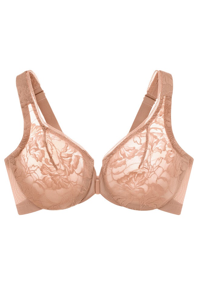 Glamorise Lacey T-Back Front-Closure WonderWire Underwire  Bra 9246 (Women's & Women's Plus), , alternate image number 4