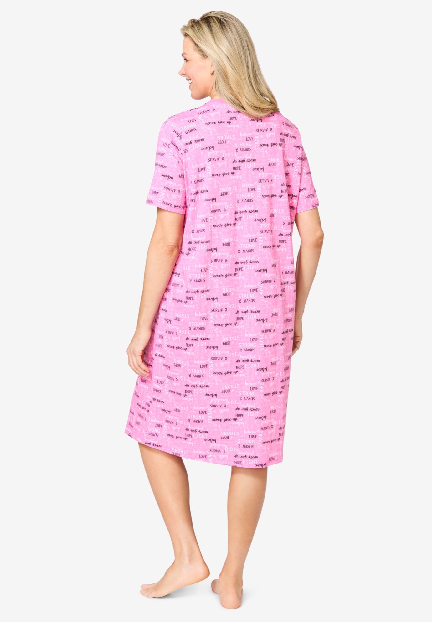 Breast Cancer Support Sleepshirt, PINK BELIEVE, on-hover image number 1