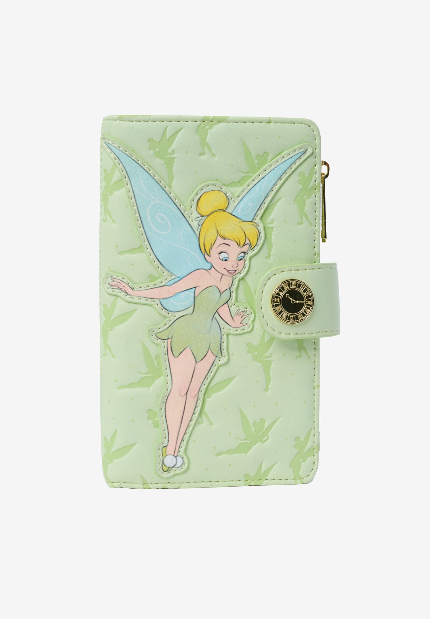 Loungefly x Disney Tinker Bell Snap Wallet Peter Pan Green Debossed, GREEN, hi-res image number 0