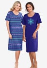 2-Pack Short-Sleeve Sleepshirt, BLUE SAPPHIRE FAIR ISLE, hi-res image number null