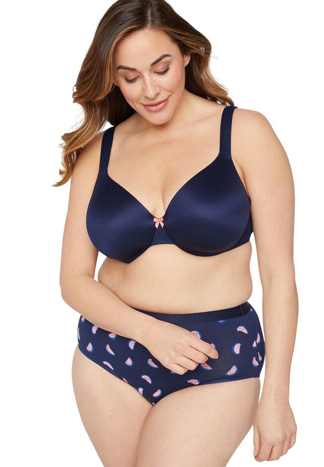 Solid Full-Coverage Smooth Underwire Bra, MARINER NAVY, hi-res image number 0