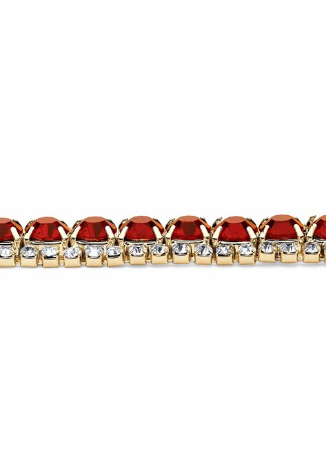 Gold Tone Tennis Bracelet (10mm), Round Birthstones and Crystal, 7", , on-hover image number null