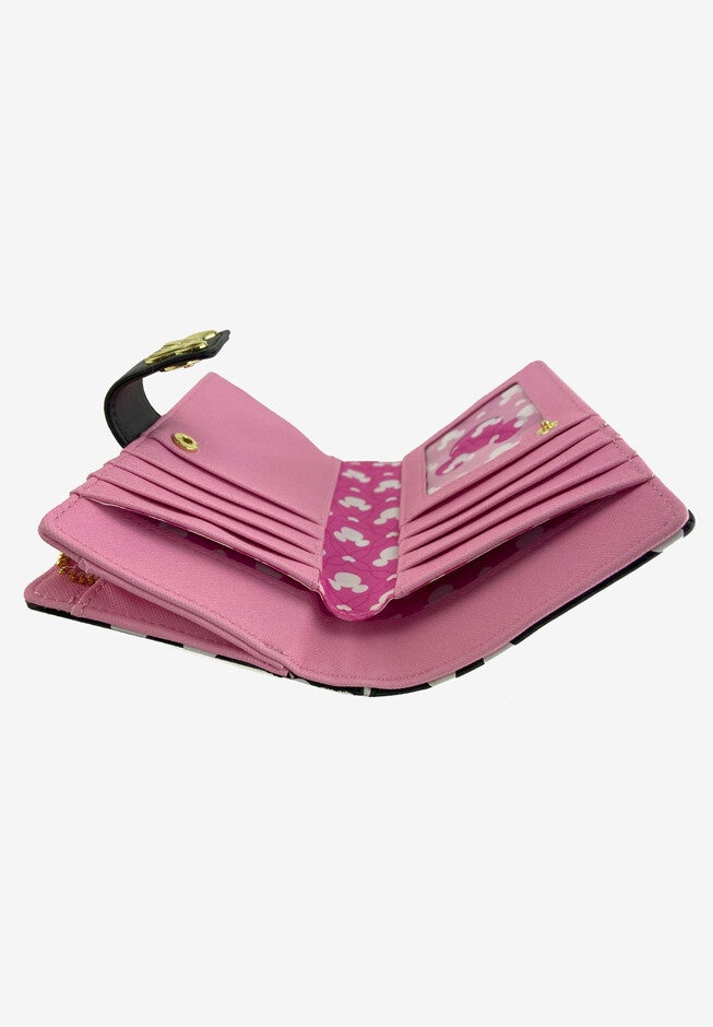 Loungefly X Disney Minnie Mouse Snap Flap Wallet Black Pink Polka Dots, , alternate image number null