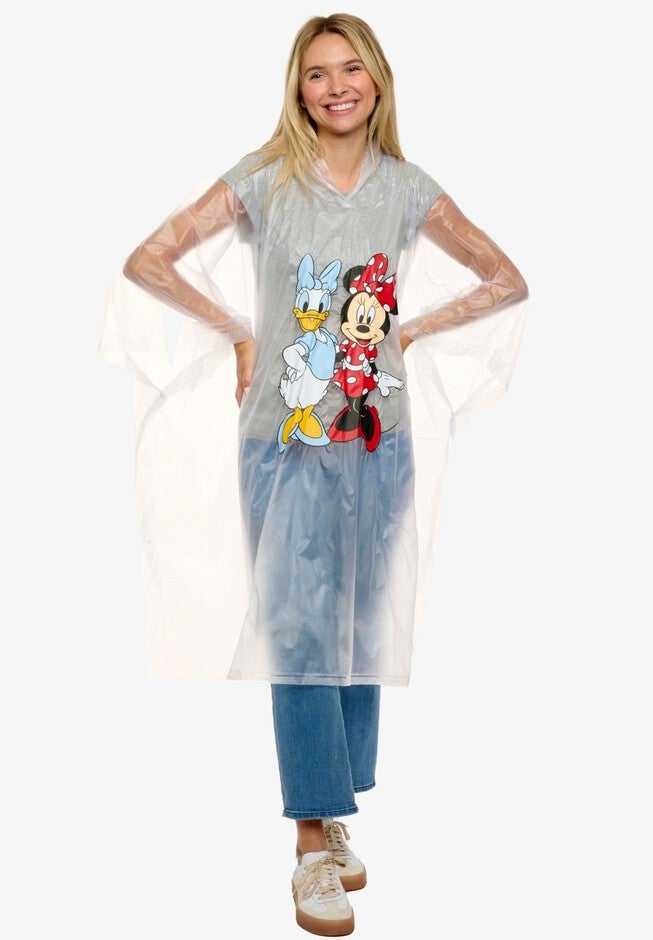 Womens Disney Minnie Mouse & Daisy Duck Rain Poncho, WHITE, hi-res image number 0