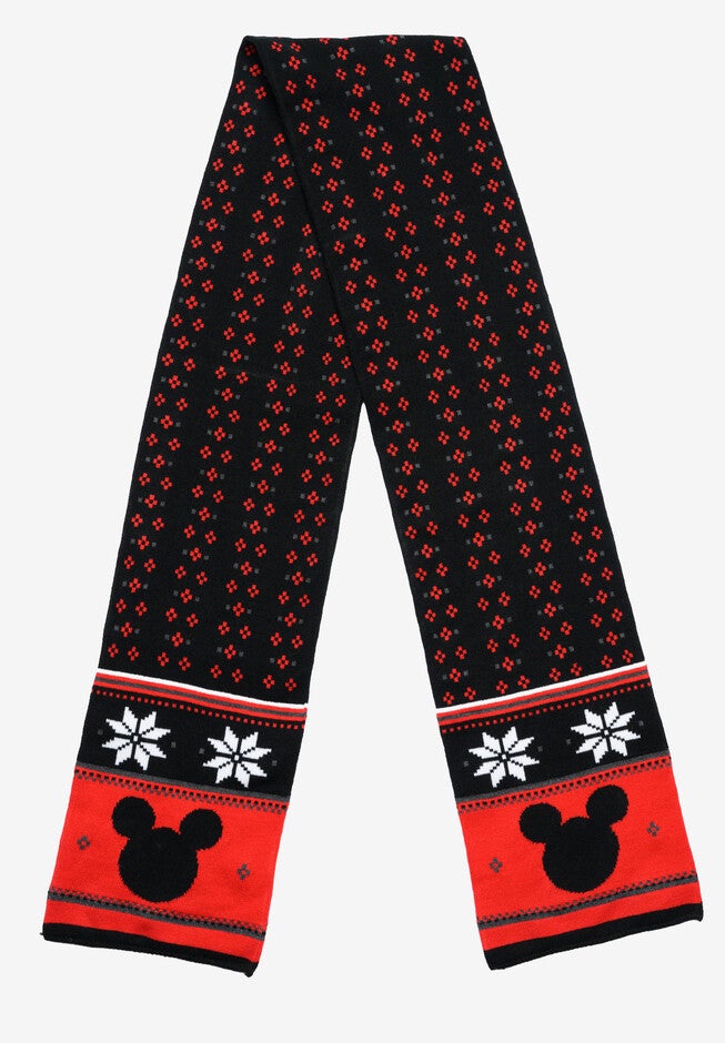 Disney Mickey Mouse 70 inches Knit Scarf Unisex Black & Red Set, , on-hover image number null
