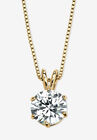 Gold over Sterling Silver Cubic Zirconia Solitaire Pendant, GOLD, hi-res image number null