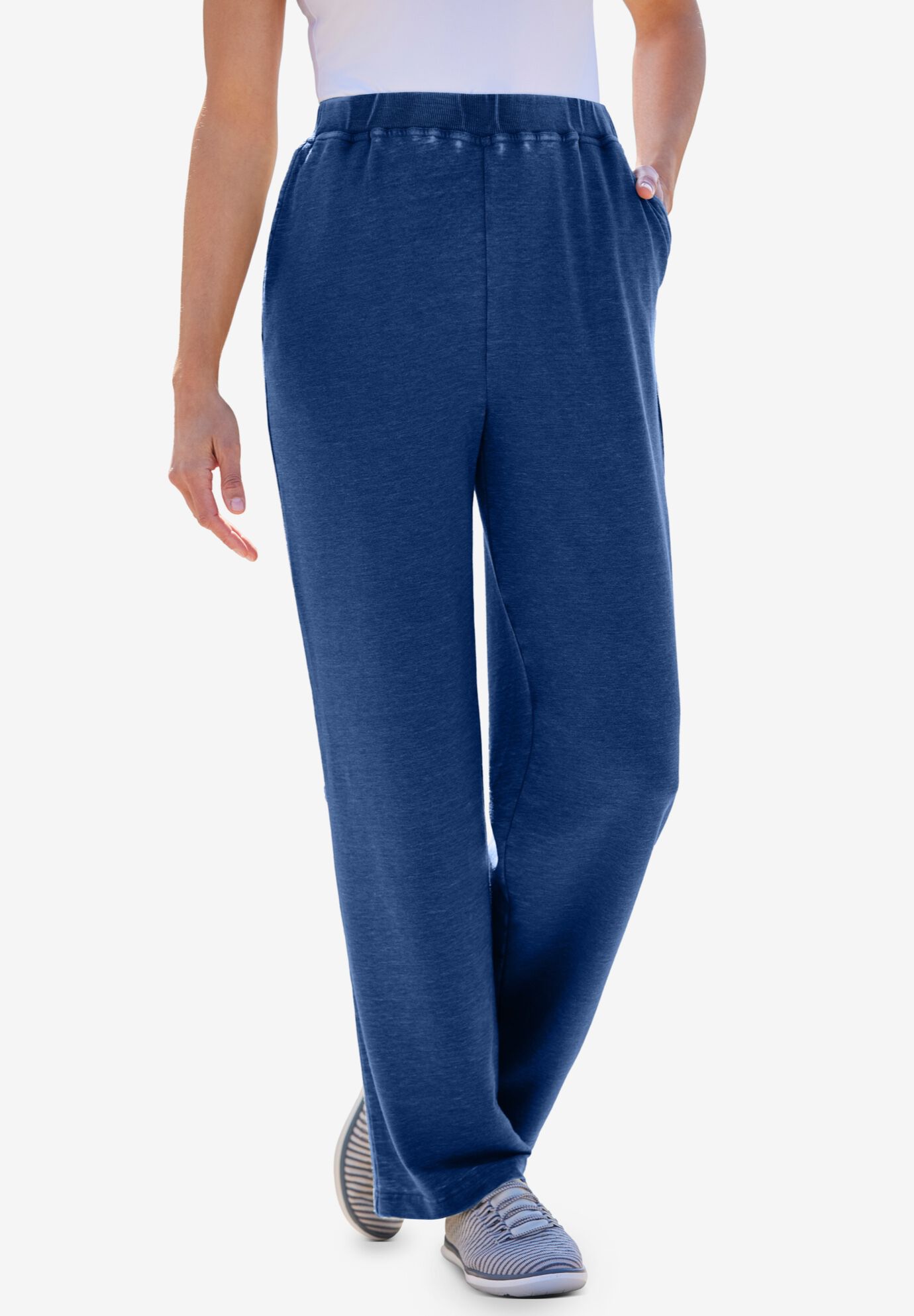 Cloud Bliss Wide-Leg French Terry Pant, EVENING BLUE, hi-res image number 0